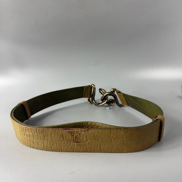 Vintage Arden B Light Tan Leather Snake Buckle Belt, Size M/L main image 9